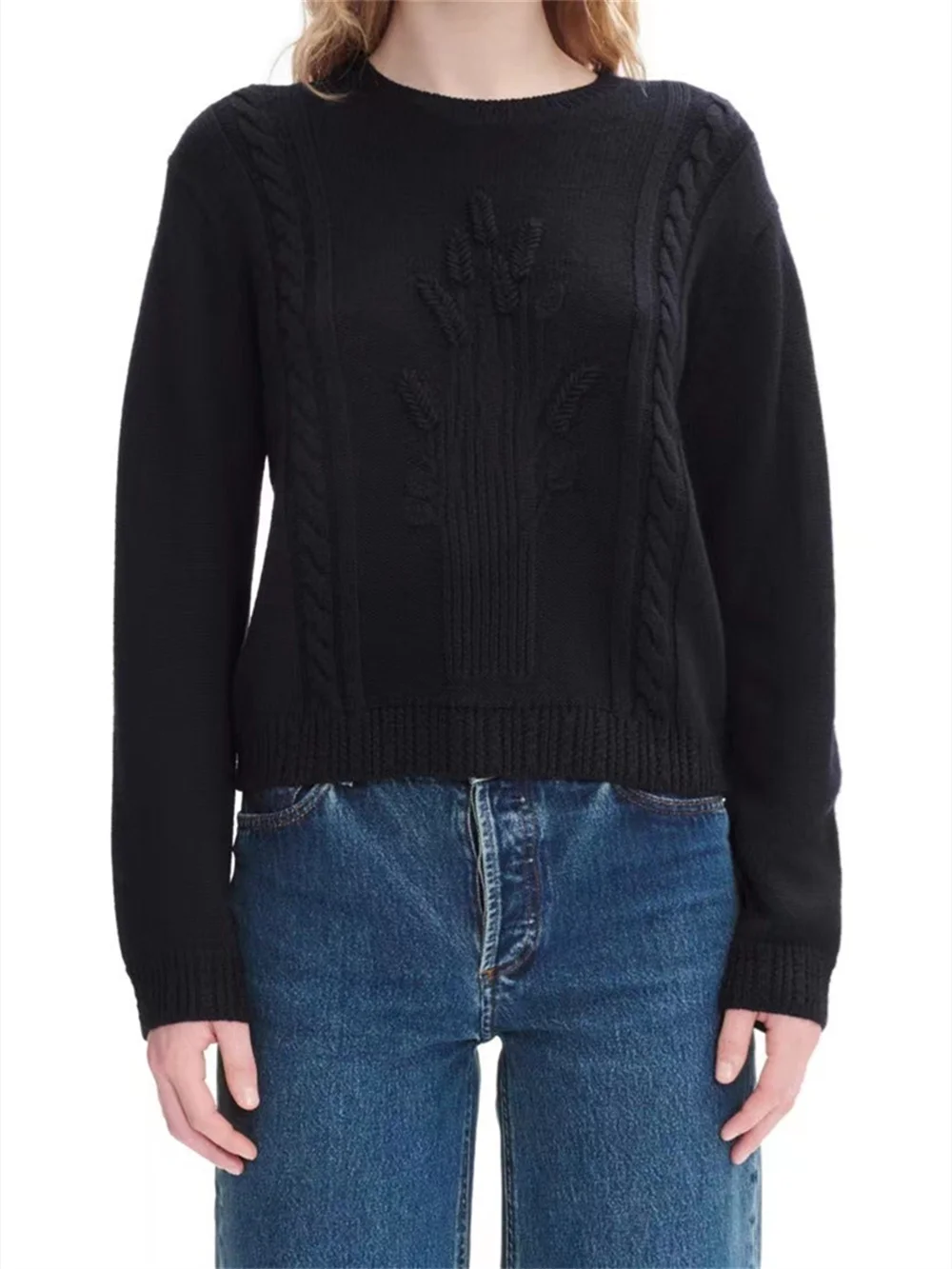 Женский трехмерный свитер с вышивкой в виде пшеничных ушей, новинка 2023, женский свободный пуловер с длинным рукавом и круглым вырезом, Топ
Женский трехмерный свитер с вышивкой в виде пшеничных ушей, новинка 2023, женский свободный пуловер с длинным рукавом и круглым вырезом, Топ