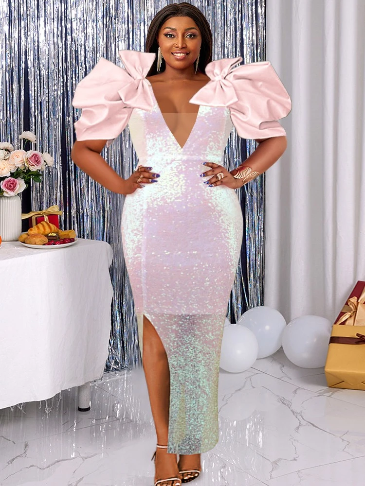 African Dresses For Women Elegant Glitter Luxury Hip Wrap Bodycon Wedding Party Evening Dresses Birthday Night Celebrity Outfits
African Dresses For Women Elegant Glitter Luxury Hip Wrap Bodycon Wedding Party Evening Dresses Birthday Night Celebrity Outfits