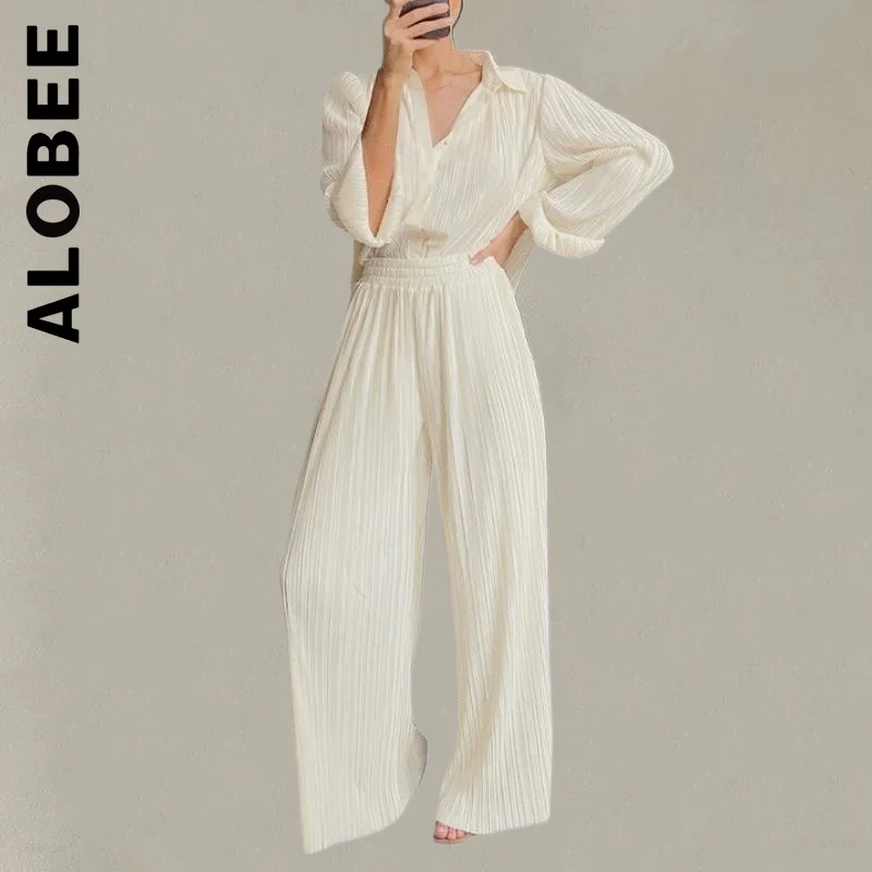 Alobee Women Set New Elastic Ruched Palazzo Pants + Loose Blouse Shirt Two Piece Set Womens Vintage Female Women's Warm Suit
Alobee Women Set New Elastic Ruched Palazzo Pants + Loose Blouse Shirt Two Piece Set Womens Vintage Female Women's Warm Suit