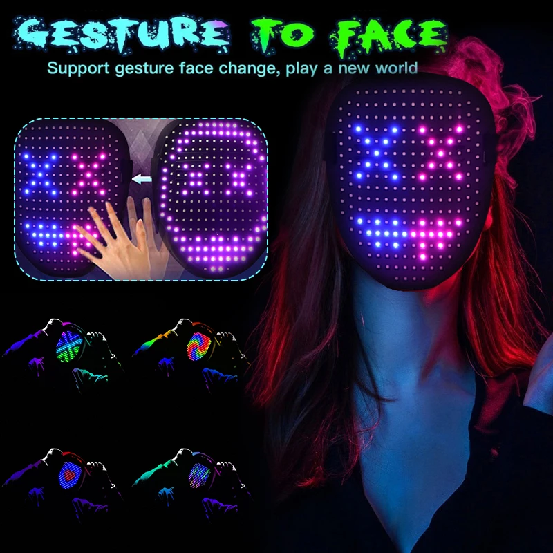 LED Light Up Mask with 50 Pattern Display Masquerade DJ Costume Party Halloween Face Mask for Aduit Kid Men Women
LED Light Up Mask with 50 Pattern Display Masquerade DJ Costume Party Halloween Face Mask for Aduit Kid Men Women