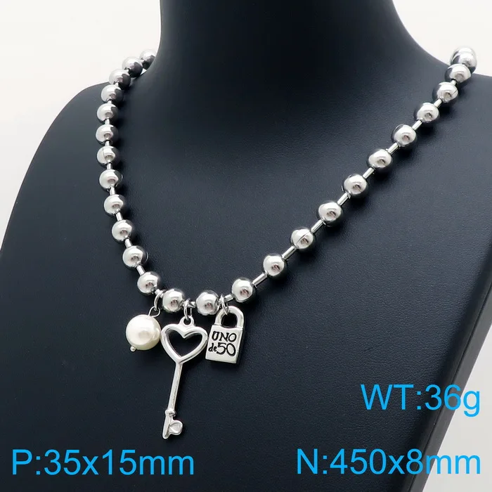 Women Men Gift Silver Color Gold Stainless Steel Round White Ball Lock Key UN 50 8mm Bead Pendants Neckalce Party
Women Men Gift Silver Color Gold Stainless Steel Round White Ball Lock Key UN 50 8mm Bead Pendants Neckalce Party