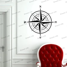 Compass Rose Decal Wall Vinyl Sticker Family Kids Room Mural Sky Map North South East West Travel Earth World Geography Theme