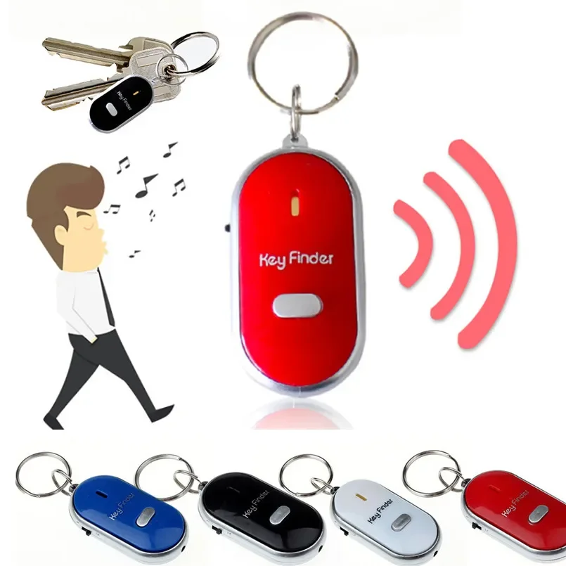 

Free Shipping LED Light Torch Remote Sound Control Lost Key Fob Alarm Locator Keychain Whistle Finder Old Age Anti-lost Alarm 40