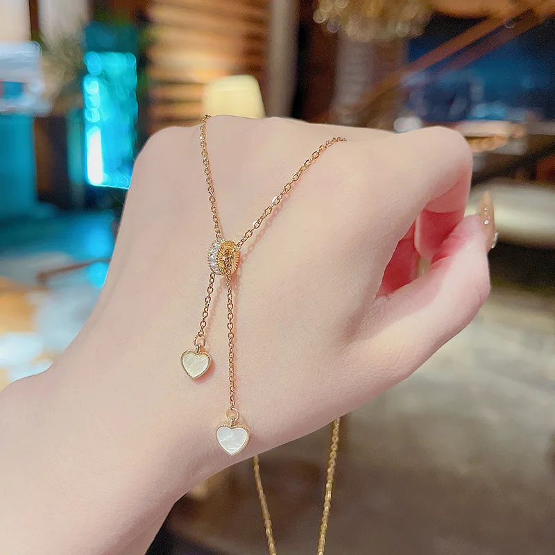 2023 New Fashion Trend Women Stainless Steel Elegant Delicate Zircon Double Heart Shell Tassel Necklace High Jewelry Party Gifts
2023 New Fashion Trend Women Stainless Steel Elegant Delicate Zircon Double Heart Shell Tassel Necklace High Jewelry Party Gifts