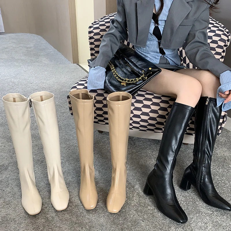 Модные женские сапоги до колена с квадратным носком, уличная женская повседневная обувь на каблуке, женские Современные Сапоги на молнии
Модные женские сапоги до колена с квадратным носком, уличная женская повседневная обувь на каблуке, женские Современные Сапоги на молнии