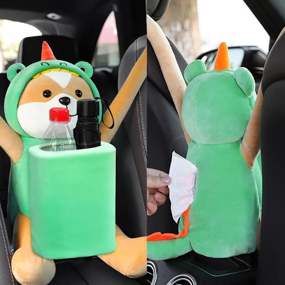 

2 IN 1 Car Tissue Holder and Car Trash Cabin Cartoon Car Interior with Car Tissue Box Car Product Garbage Decoration Waterp A6C3