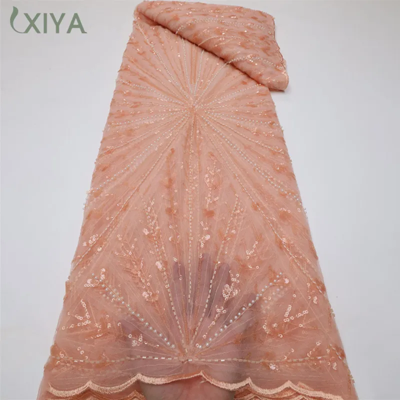 XIYA High Quality French Beaded Peach Lace Fabric 5Yards African Luxury Sequined Tulle Mesh Lace Fabric For Nigerian Party Dress
XIYA High Quality French Beaded Peach Lace Fabric 5Yards African Luxury Sequined Tulle Mesh Lace Fabric For Nigerian Party Dress