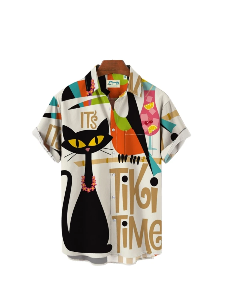 Hawaiian men's short sleeved shirt, oversized top with floral animation pattern, solid color, DAZN clothing, affordable, summer,
Hawaiian men's short sleeved shirt, oversized top with floral animation pattern, solid color, DAZN clothing, affordable, summer,