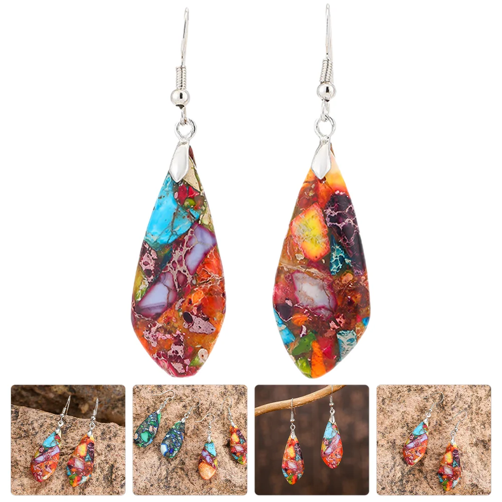 

Drop Earrings Women Bohemian Stone Jewelry Girl Statement Colorful Teardrop Dangle Water