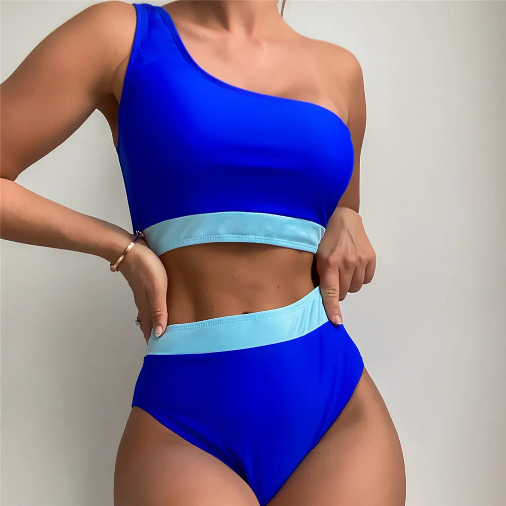 Sexy High Waist Bikinis Set One Shoulder Swimwear Women Patchwork Swimsuits Blue Bathing Suit Bandeau Bikini 2022 Mujer Biquinis
Sexy High Waist Bikinis Set One Shoulder Swimwear Women Patchwork Swimsuits Blue Bathing Suit Bandeau Bikini 2022 Mujer Biquinis