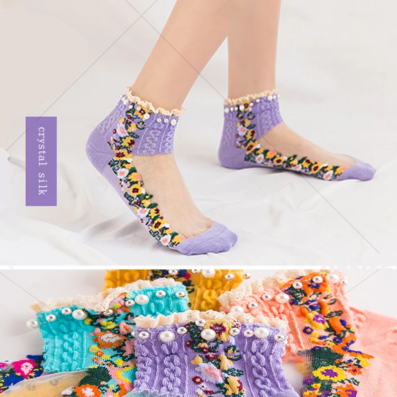 Summer Ultra Thin Breathable Floral Art Funny Socks Transparent Abstract Design Lace Cute Socks Women Crystal Silk stockings
Summer Ultra Thin Breathable Floral Art Funny Socks Transparent Abstract Design Lace Cute Socks Women Crystal Silk stockings