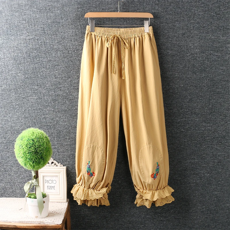 Mori Girl Spring Summer Literature Sweet Elastic Waist Embroidery Cotton Linen Harem Pants Loose Cropped Pants Women
Mori Girl Spring Summer Literature Sweet Elastic Waist Embroidery Cotton Linen Harem Pants Loose Cropped Pants Women
