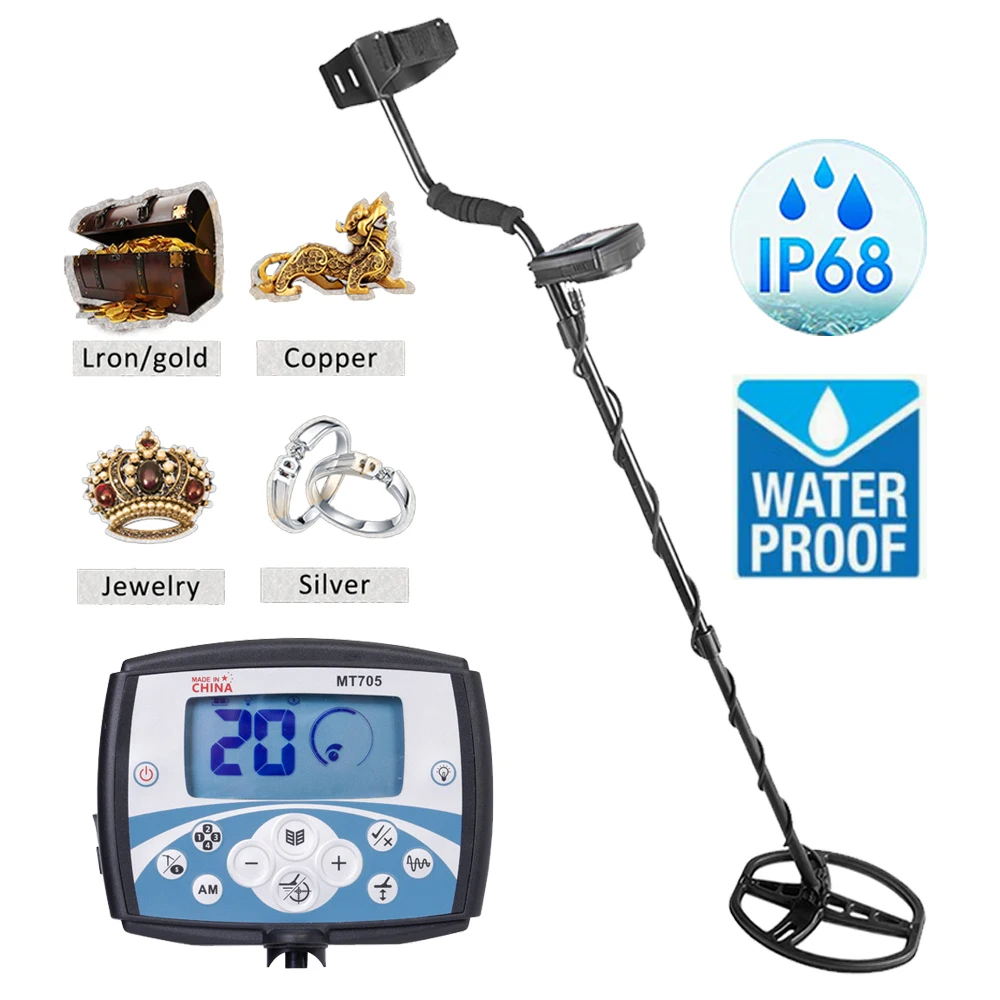 

MT705 Metal Detector Professional Underground Gold Scanner Depth 2.5m Treasure Hunter Finder with Waterproof Search Coil
