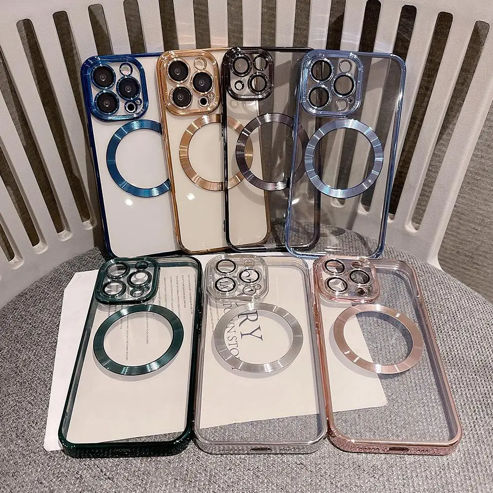 Luxury Transparent Magnetic Wireless Charging Case For iPhone 13 12 11 Pro Max 12 13 Mini Plated Lens Ring Protective Soft Cover
Luxury Transparent Magnetic Wireless Charging Case For iPhone 13 12 11 Pro Max 12 13 Mini Plated Lens Ring Protective Soft Cover
