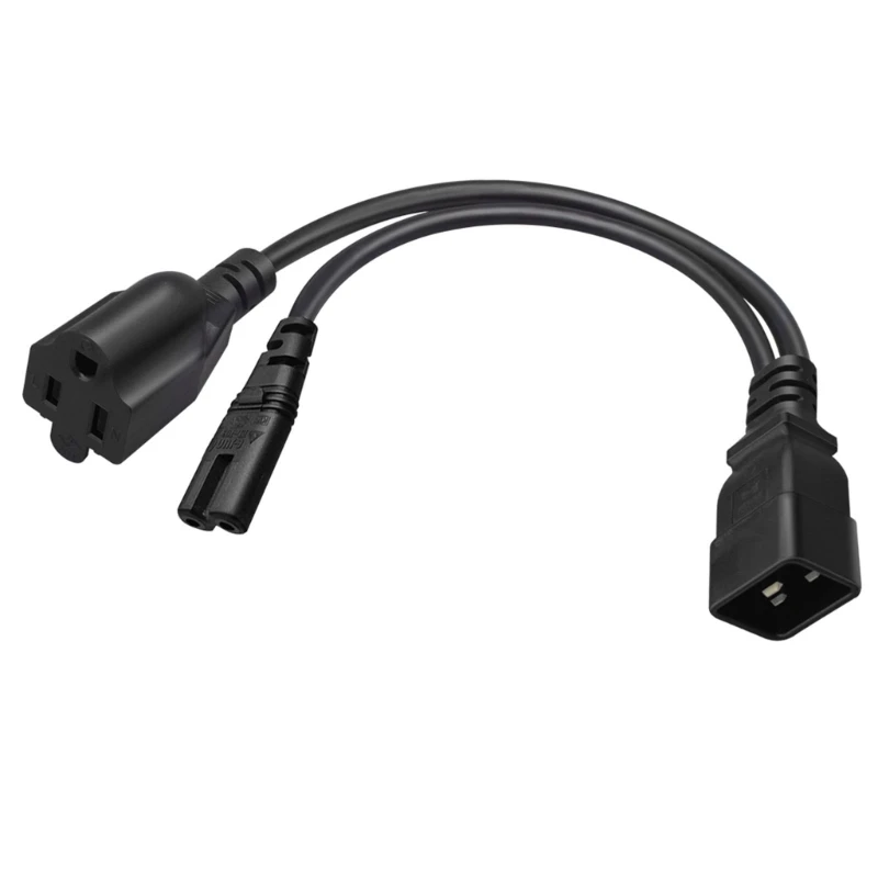 IEC320 C20 to C7+5-15R Y Splitter Power Cord 1FT/0.32M C20 Male to 5-15R+C7 Female Power Extension Adapter Cable Drop Shipping
IEC320 C20 to C7+5-15R Y Splitter Power Cord 1FT/0.32M C20 Male to 5-15R+C7 Female Power Extension Adapter Cable Drop Shipping