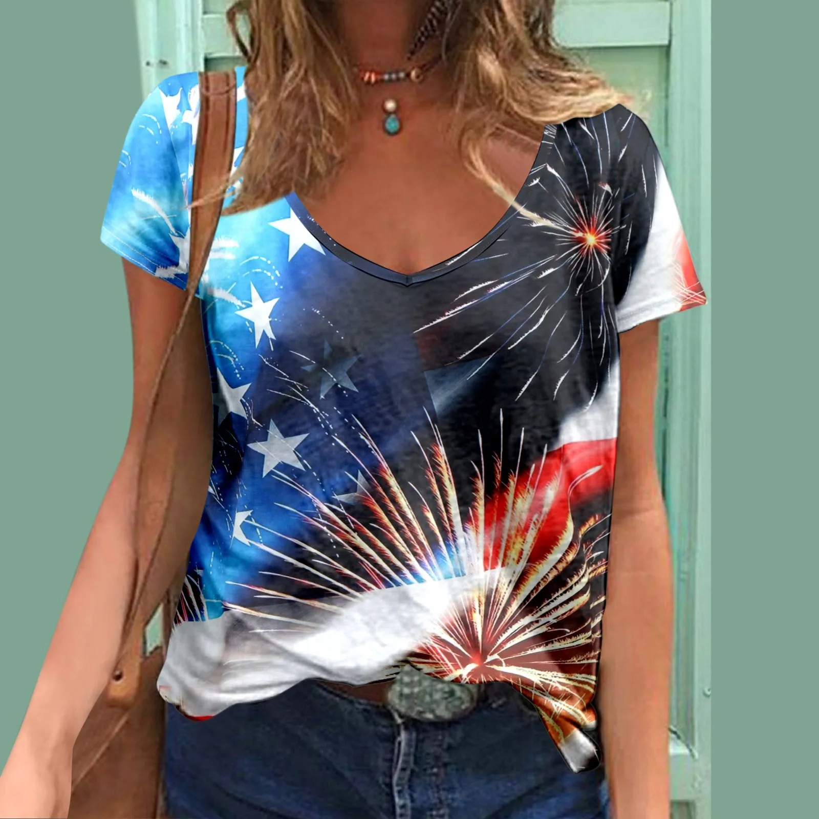 Womens Hand Painted American Flag T-shirt V Neck Tee Shirt Pullover Short Sleeve Tops Independence Day T Shirt Топ Женский
Womens Hand Painted American Flag T-shirt V Neck Tee Shirt Pullover Short Sleeve Tops Independence Day T Shirt Топ Женский