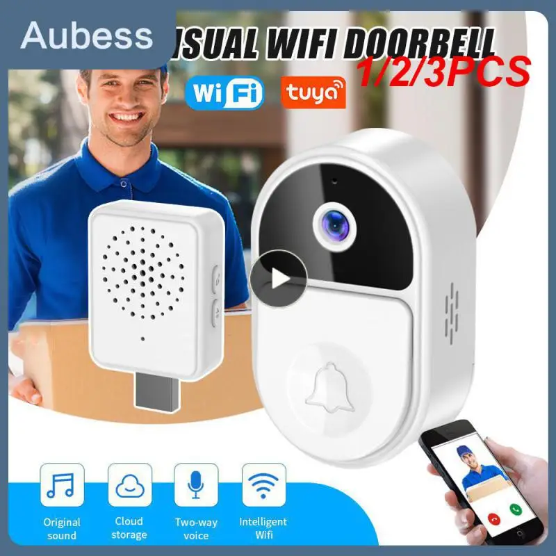 

Дверной звонок Tuya с Wi-Fi, 1/2/3 шт., умный видеодомофон, дверной звонок 1080p Ip65, водонепроницаемый беспроводной видеодомофон с камерой в режиме реального времени