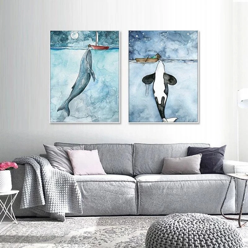 Ocean Seascape Art Canvas Painting Undersea Whale and Sailboat Landscape Posters and Prints Modern Home Wall Living Room Picture
Ocean Seascape Art Canvas Painting Undersea Whale and Sailboat Landscape Posters and Prints Modern Home Wall Living Room Picture