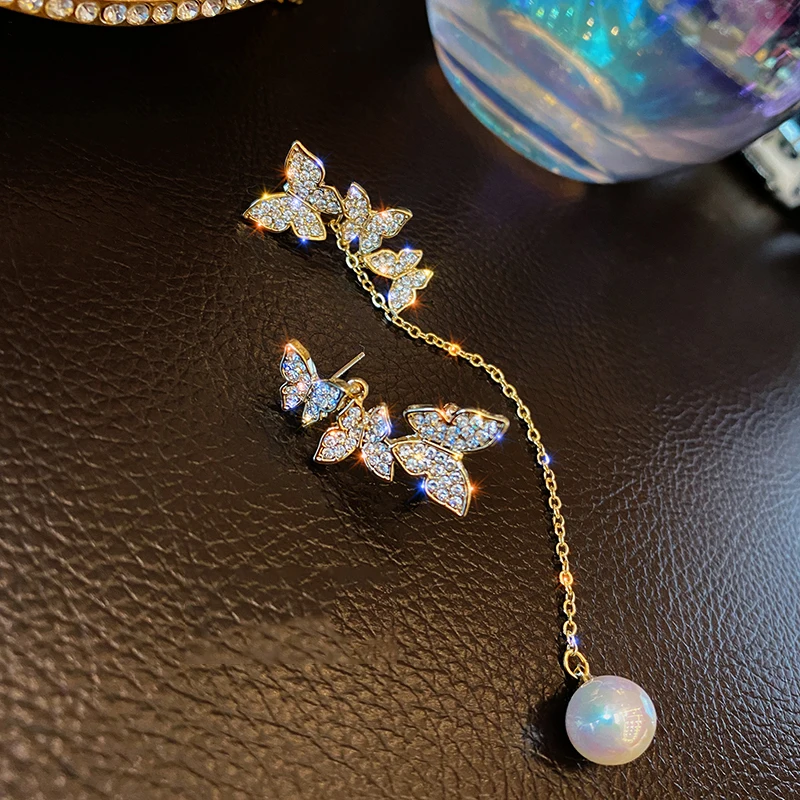 New Asymmetric Full Diamond Butterfly Pearl Pendant Earrings For Women Korean Fashion Earring Daily Birthday Party Jewelry Gifts
New Asymmetric Full Diamond Butterfly Pearl Pendant Earrings For Women Korean Fashion Earring Daily Birthday Party Jewelry Gifts