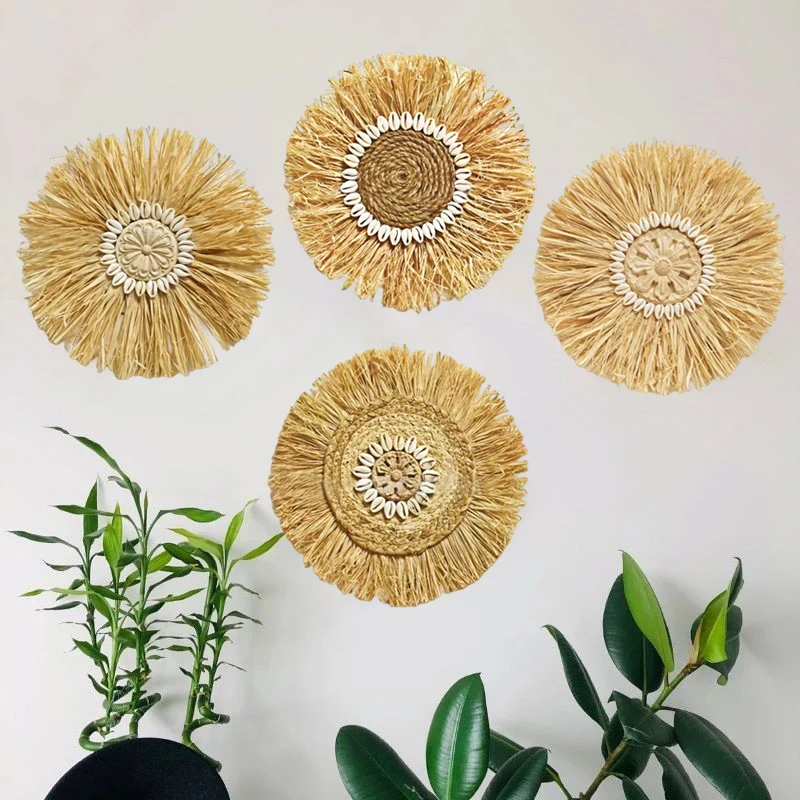 30x30cm Straw-woven Boho Wall Hanging Decoration Raffia Hand-woven Round Ornament Lafite Grass Wall Decoration Room Decor
30x30cm Straw-woven Boho Wall Hanging Decoration Raffia Hand-woven Round Ornament Lafite Grass Wall Decoration Room Decor