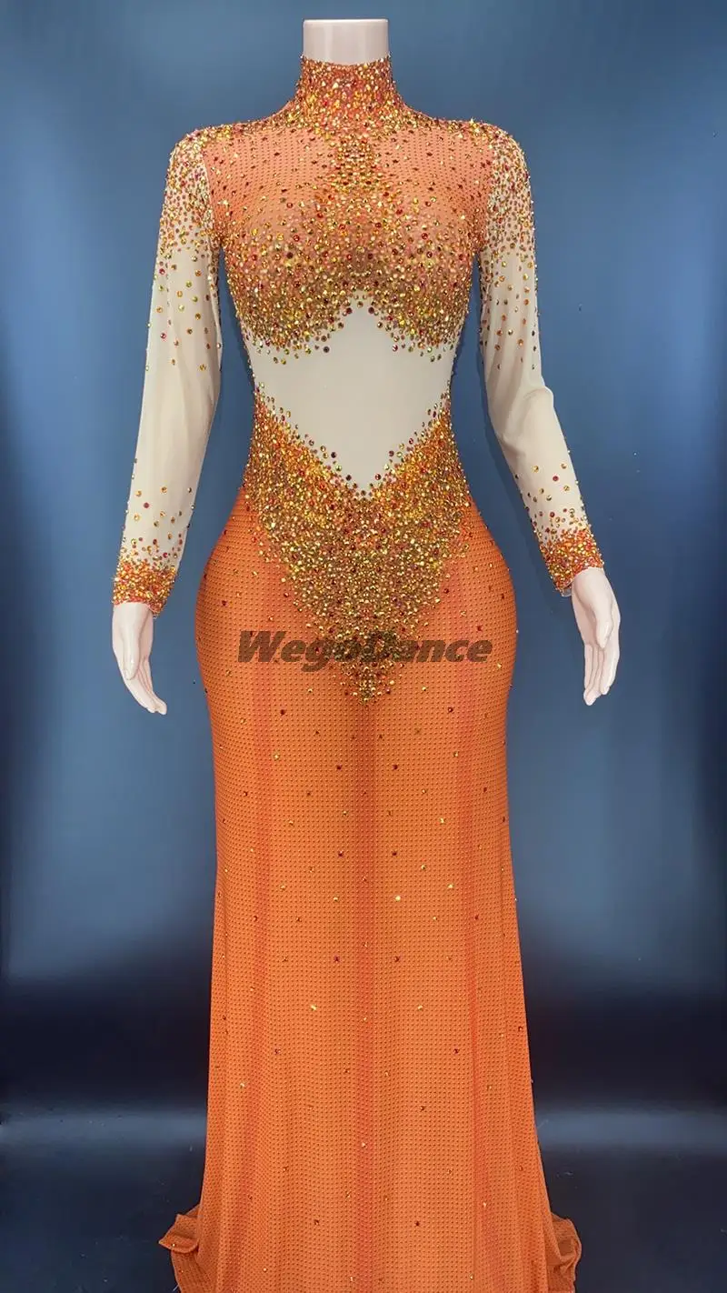 New Sexy Women Long Rhinestone Ballroom Performance Dance Dresses Birthday Party Clothing
New Sexy Women Long Rhinestone Ballroom Performance Dance Dresses Birthday Party Clothing