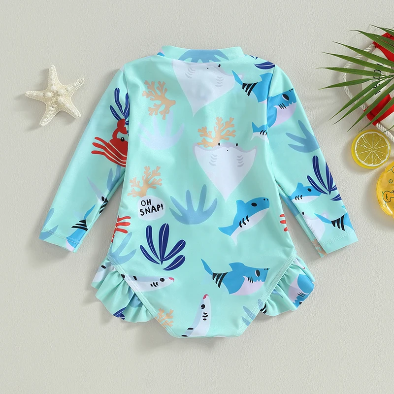 Kids Girls Bikini Long Sleeve Swimsuit Stand Collar Sea Animal Print Swimwear for Summer Beach
Kids Girls Bikini Long Sleeve Swimsuit Stand Collar Sea Animal Print Swimwear for Summer Beach