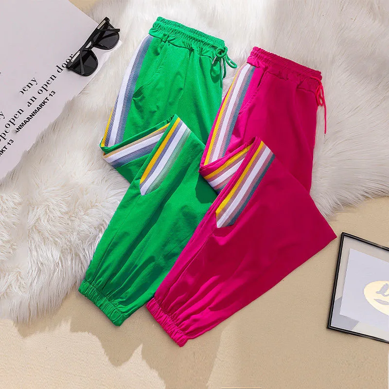 Summer New Female Ice Silk Quick-Drying Sports Pants Women's Color Mesh Cropped Trousers Fashion Casual Loose Harem Pants
Summer New Female Ice Silk Quick-Drying Sports Pants Women's Color Mesh Cropped Trousers Fashion Casual Loose Harem Pants
