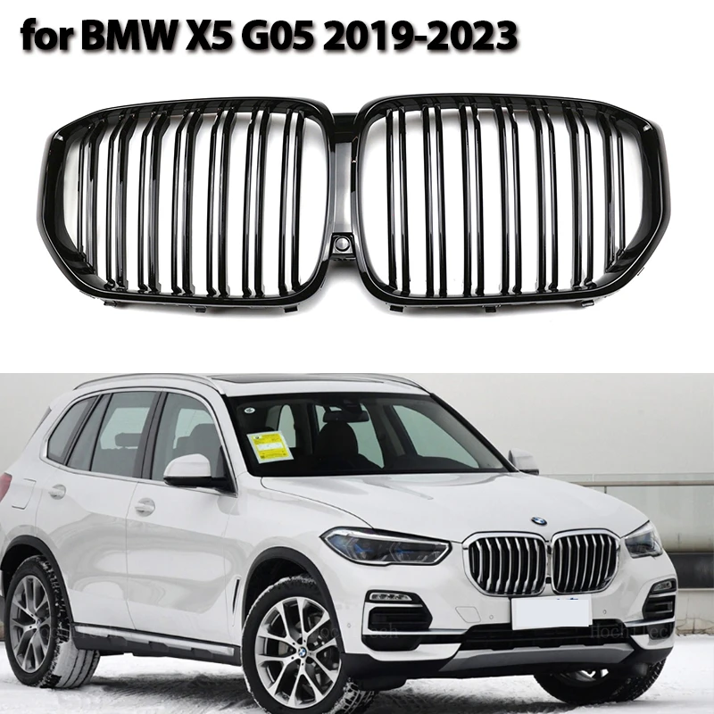 Глянцевый черный передний капот решетка радиатор решетка ABS двойная линия Совместимость с BMW X5 G05 2019 2020 2022 2023 автомобильные аксессуары
