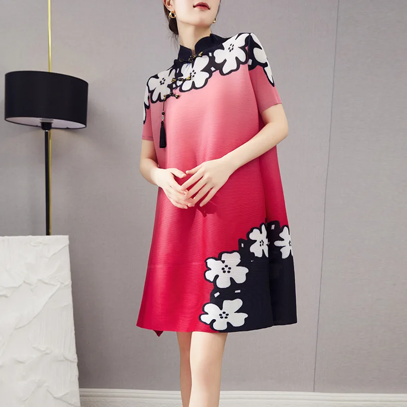 Chinese style retro print dress women's Western style Miyake pleated fashion gradient loose mid-length skirt
Chinese style retro print dress women's Western style Miyake pleated fashion gradient loose mid-length skirt