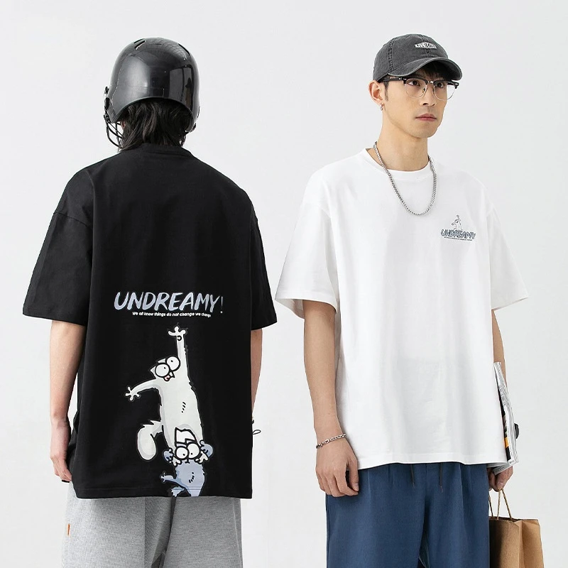 Качественная серия, Новинка лета 2022, модная Мужская хлопковая футболка с короткими рукавами и забавным мультяшным принтом кота, Мужская оде... 
Качественная серия, Новинка лета 2022, модная Мужская хлопковая футболка с короткими рукавами и забавным мультяшным принтом кота, Мужская оде...