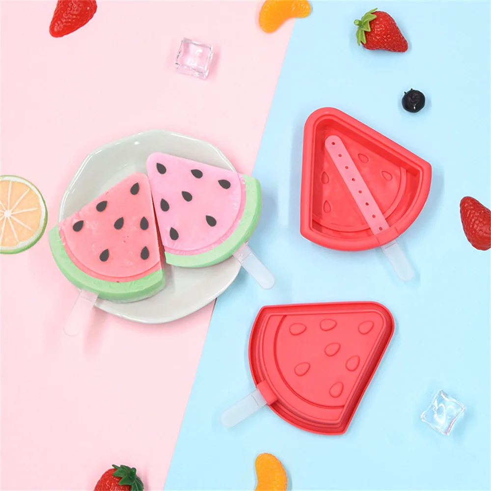 

Homemade Popsicle Tray Creative Silicone Ice Cream Mold with PP Cover Summer Fruit Series Watermelon Mold DIY Kitchen Gadgets