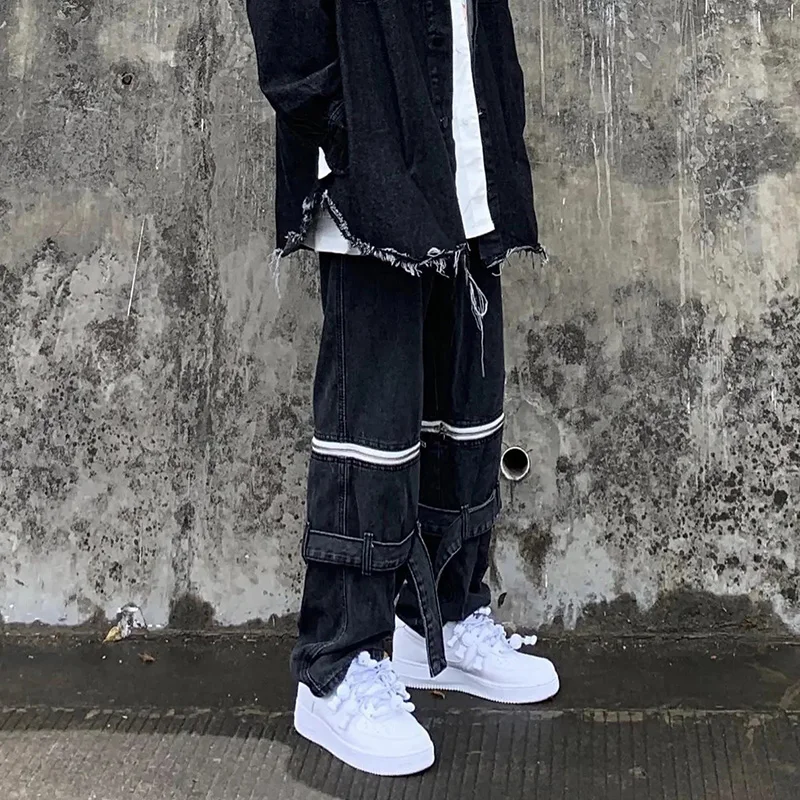 Джинсы женские и мужские прямые с завышенной талией, свободные брюки в Корейском стиле, уличные винтажные штаны унисекс, на молнии, в стиле хип-хоп 
Джинсы женские и мужские прямые с завышенной талией, свободные брюки в Корейском стиле, уличные винтажные штаны унисекс, на молнии, в стиле хип-хоп