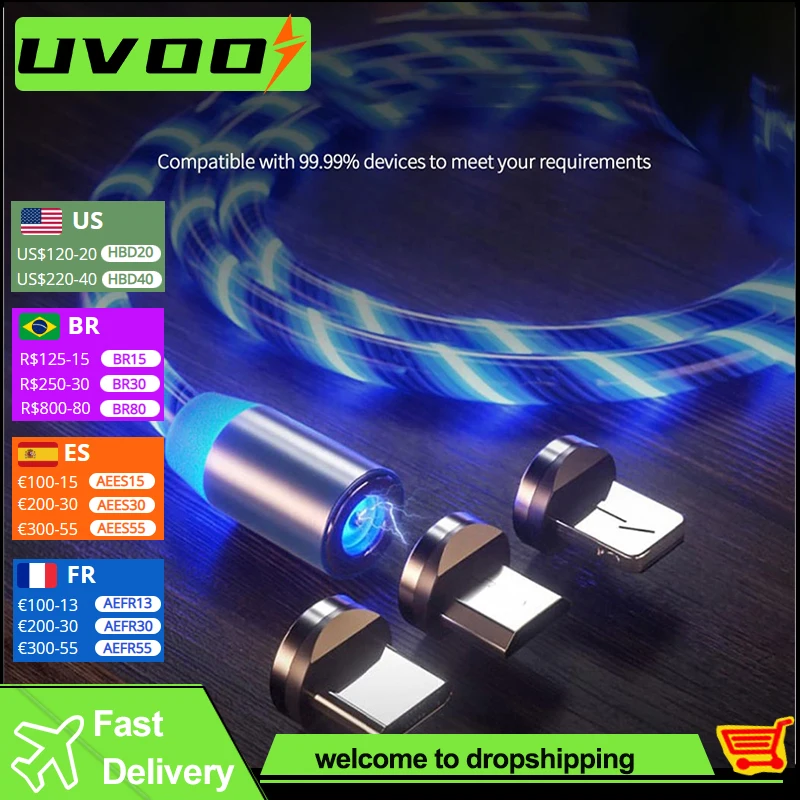UVOOI Magnetic Charging Cable Current Luminous Lighting Micro USB Type C Charge Wire Cord For Samsung Xiaomi iPhone Redmi
UVOOI Magnetic Charging Cable Current Luminous Lighting Micro USB Type C Charge Wire Cord For Samsung Xiaomi iPhone Redmi