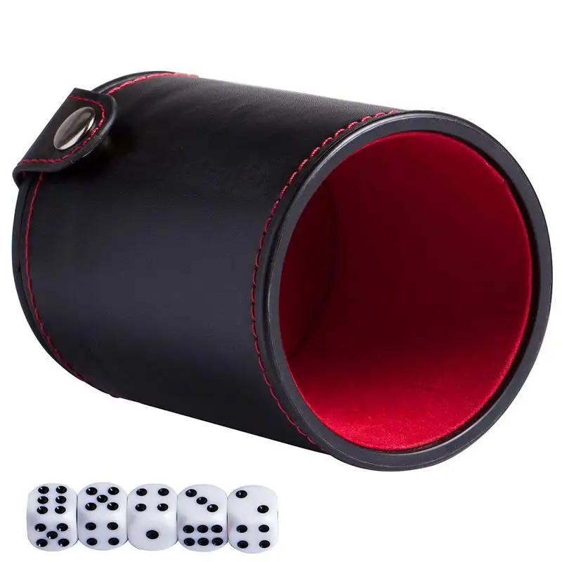 PU Leather Dice Cup With 5pcs Dices Storage Compartment For Most Dice Game Red Felt Lined For Bar Party Dice Entertainment Games
PU Leather Dice Cup With 5pcs Dices Storage Compartment For Most Dice Game Red Felt Lined For Bar Party Dice Entertainment Games