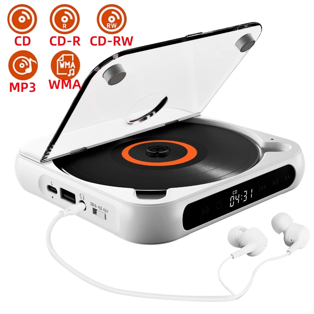 Bluetooth-Compatible CD Player USB AUX Playback Car CD Player 1200 MAh Battery Personal CD Player Gift For Friend Family Student
Bluetooth-Compatible CD Player USB AUX Playback Car CD Player 1200 MAh Battery Personal CD Player Gift For Friend Family Student