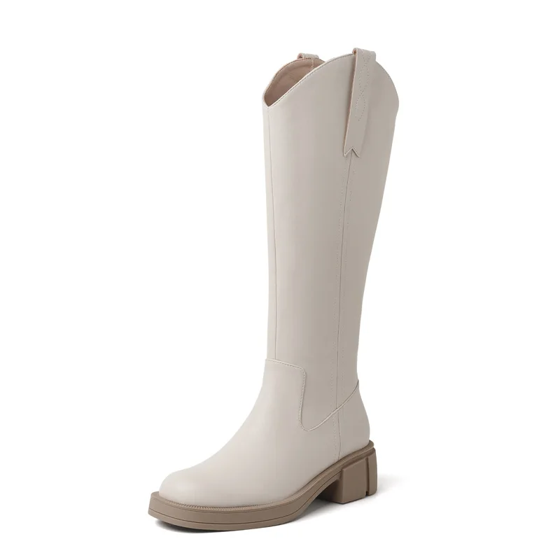 Women Leather Knee High Boots SmallHut Autumn Winter Black Beige Square Heel Platform Boot Elegant Ladies Zipper Round Toe Shoes
Women Leather Knee High Boots SmallHut Autumn Winter Black Beige Square Heel Platform Boot Elegant Ladies Zipper Round Toe Shoes