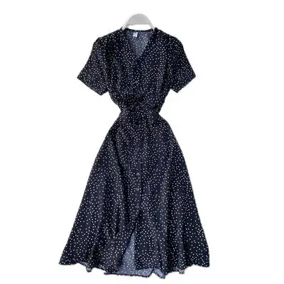 French platycodon skirt female summer dress 2022 new temperament V-collar breasted waist slim retro knee-wave dot dress
French platycodon skirt female summer dress 2022 new temperament V-collar breasted waist slim retro knee-wave dot dress