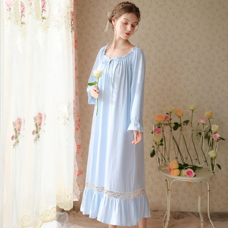 Spring Long Sleeved Cotton Women Nightdress Cute Palace Sweet Princess Nightwear Long Loose Home Clothes Solid Sexy Nightgowns
Spring Long Sleeved Cotton Women Nightdress Cute Palace Sweet Princess Nightwear Long Loose Home Clothes Solid Sexy Nightgowns