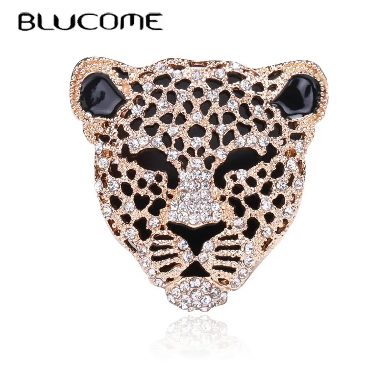 

Blucome Vintage Fashion Rhinestone Leopard Head Alloy Brooch Vivid Animal Pins Party Casual Jewelry Gifts