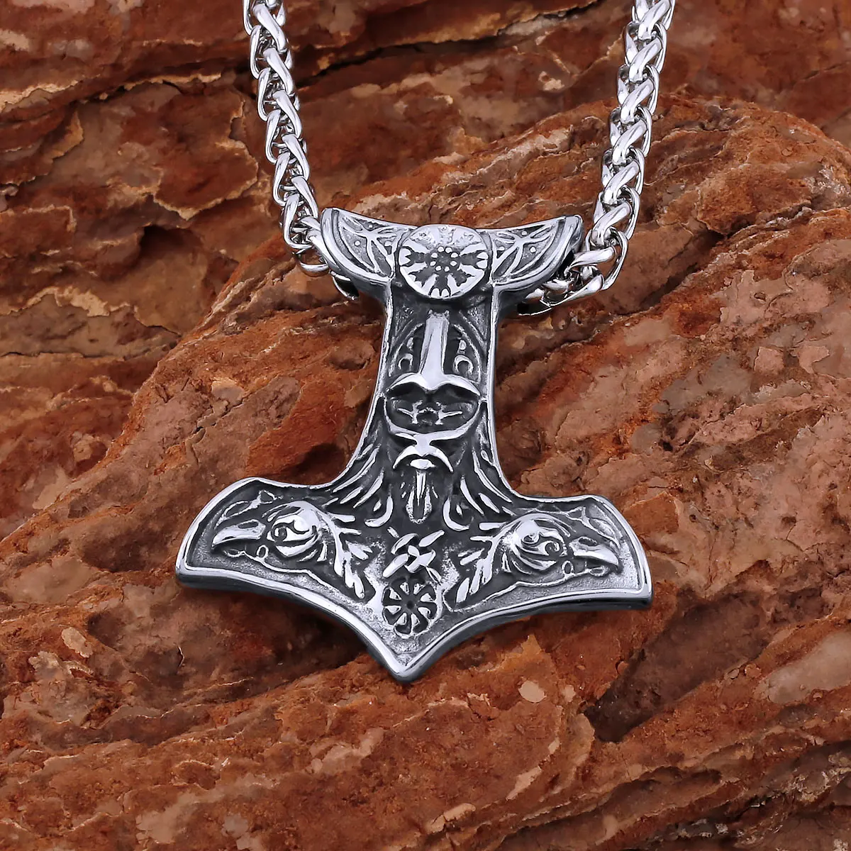 New Odin Vintage Viking Odin Thor's Hammer Amulet Necklace Scandinavian Stainless Steel Animal Rune Pendant Jewelry Gift
New Odin Vintage Viking Odin Thor's Hammer Amulet Necklace Scandinavian Stainless Steel Animal Rune Pendant Jewelry Gift