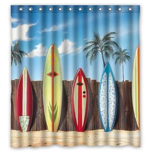 Colorful Surfboard Beach Palm Tree Shower Curtain Fashion Polyester Fabric Bathroom Decor
Colorful Surfboard Beach Palm Tree Shower Curtain Fashion Polyester Fabric Bathroom Decor