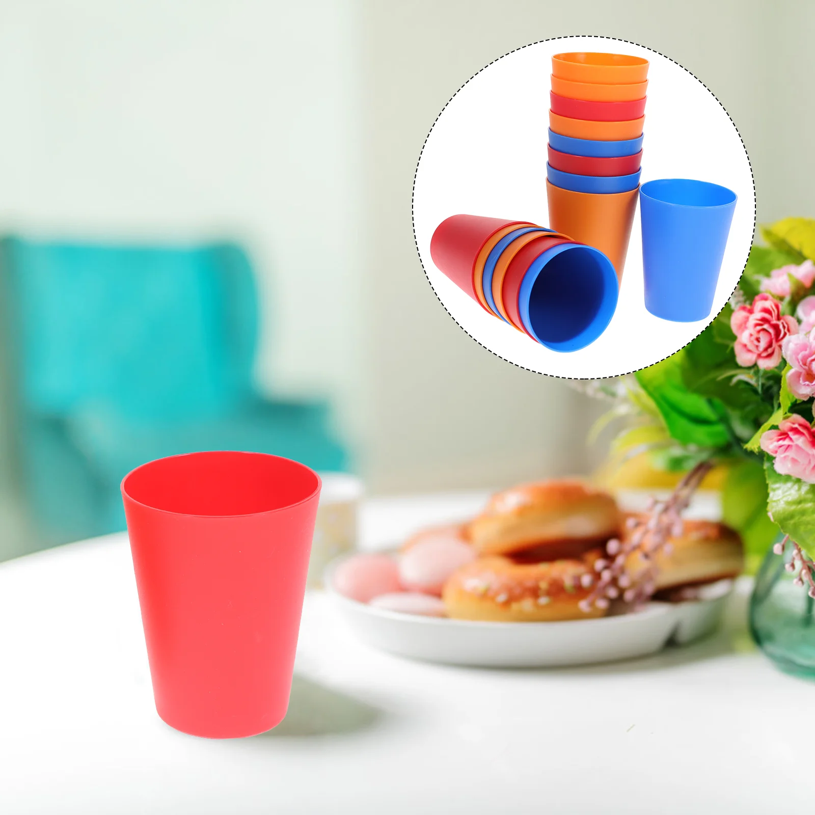 

15pcs Colorful Glasses Disposable Home Beverage Drinking Cup Reusable Holiday Party Tableware and Party Supplies 101-200ml