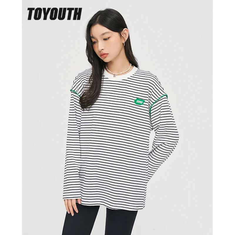 Toyouth Women Tees 2022 Autumn Long Sleeve O Neck Loose T-shirt Pure Cotton Black White Stripes Casual Streetwear Tops
Toyouth Women Tees 2022 Autumn Long Sleeve O Neck Loose T-shirt Pure Cotton Black White Stripes Casual Streetwear Tops