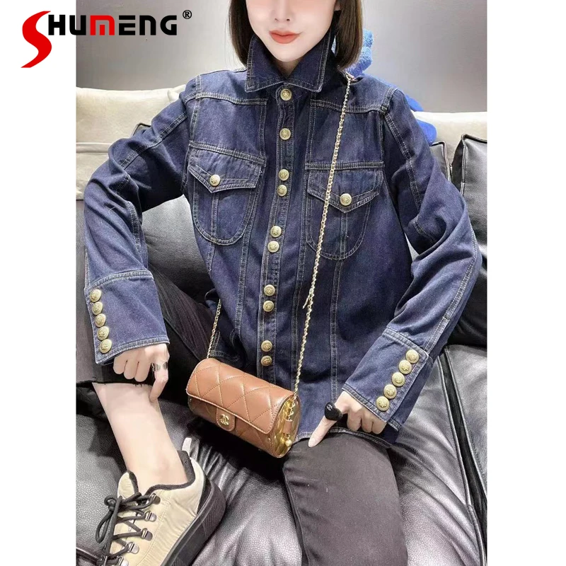Woman Clothing Metal Buckle Design Double Pocket Denim Coat 2021 Winter New Retro Blue Thickened Long Sleeve Jacket for Women
Woman Clothing Metal Buckle Design Double Pocket Denim Coat 2021 Winter New Retro Blue Thickened Long Sleeve Jacket for Women