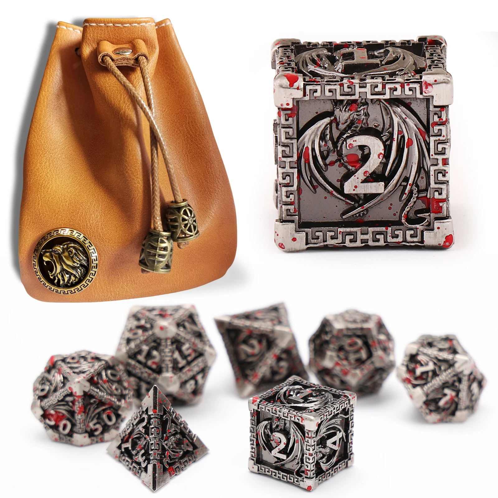 

7Pcs/Set Metal Polyhedral Dice Set Hot Party Table Games Dices Accessory For Dungeons And Dragons D&d DND D6 D8 D10 D12 D20