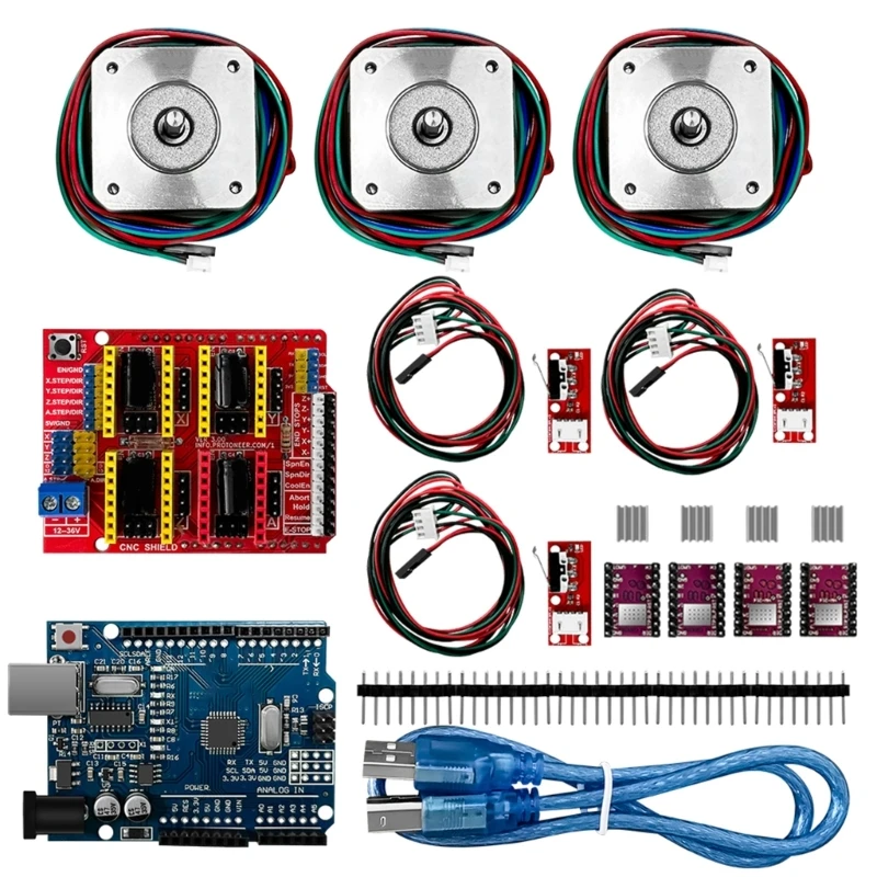 

A9LC Nema17 Stepper Motor 42 Motor+CNC Shield V3 Engraving Machine 3D Printer Parts+ 3PCS A4988 Driver Expansion Board