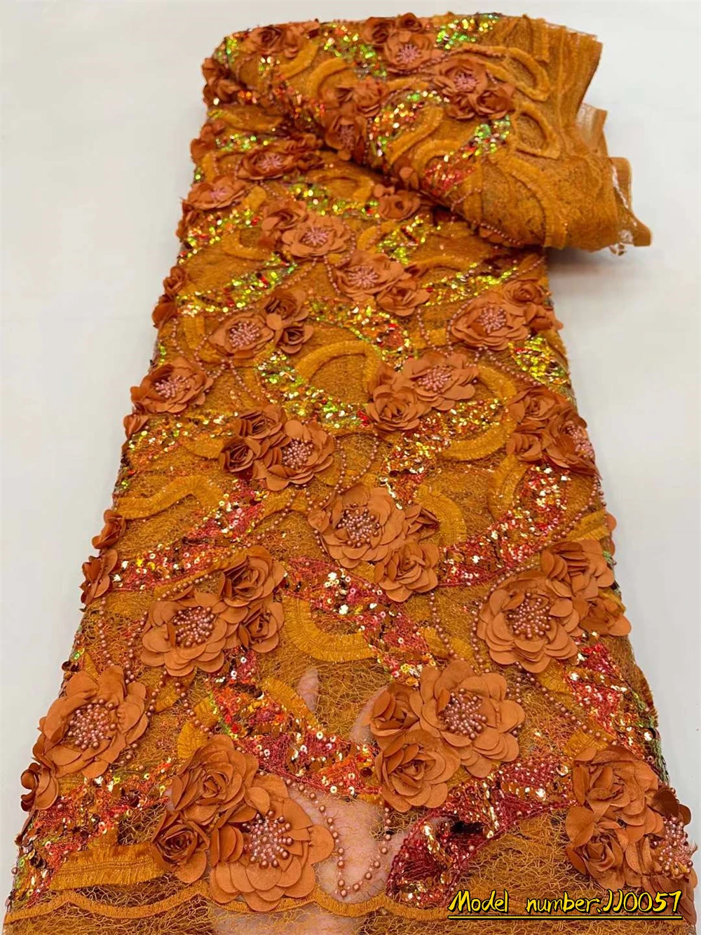 Nigerian Sequins Lace Fabric 2023 High Quality Orange African Tulle Embroidery Fabric for Wedding Dress Sewing Mesh Lace 5 Yards
Nigerian Sequins Lace Fabric 2023 High Quality Orange African Tulle Embroidery Fabric for Wedding Dress Sewing Mesh Lace 5 Yards