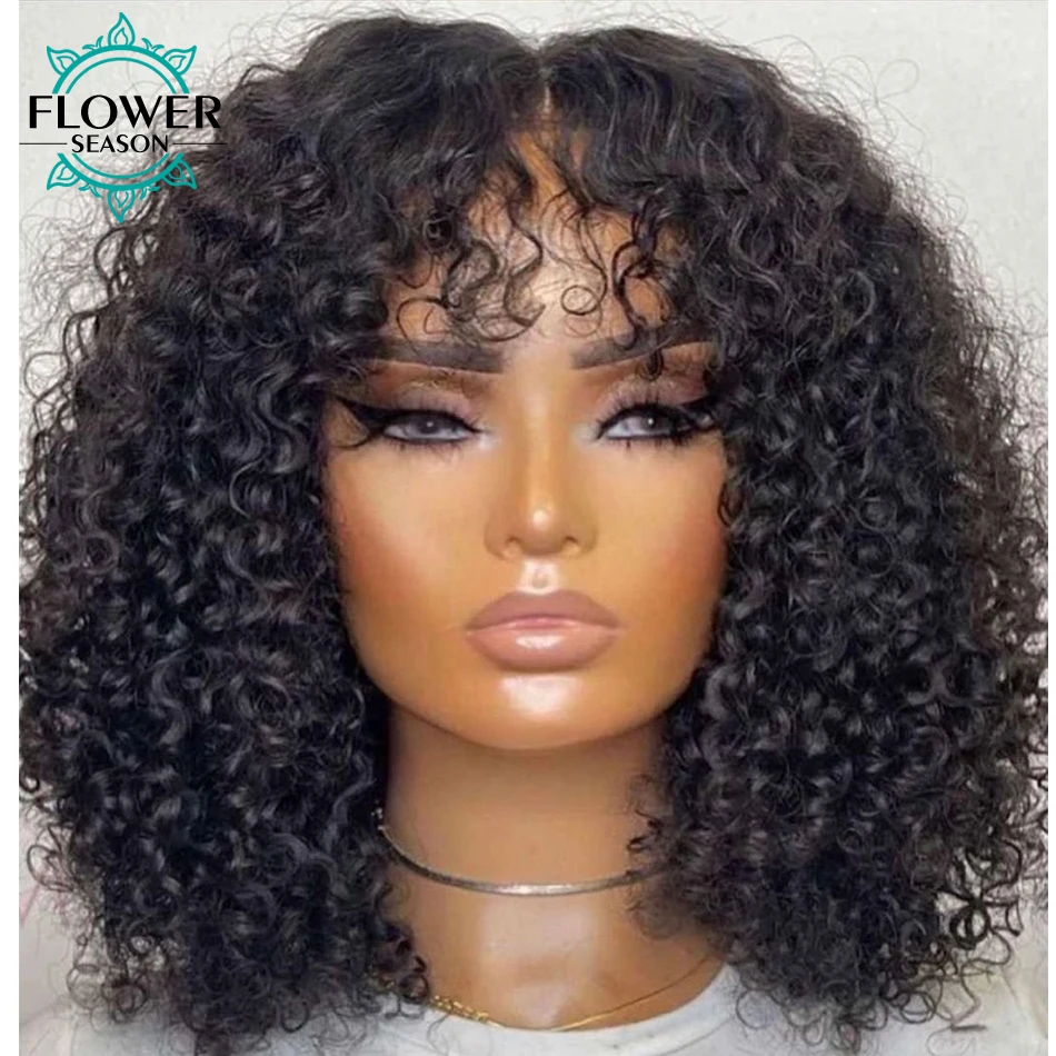 Curly Human Hair Wig Brazilian Remy Short Curly Bob Human Hair Wigs With Bangs Full Machine Made Wig O Scalp Top 180% Density
Curly Human Hair Wig Brazilian Remy Short Curly Bob Human Hair Wigs With Bangs Full Machine Made Wig O Scalp Top 180% Density