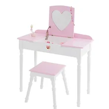 2020 Hot Selling Wooden Princess Dressing Table and Chair Set with Mirror