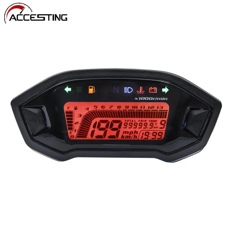 

2021 New Digital Speedometer Tachometer Voltmeter Water Temp Fuel Level Tacho Gauge For Motorcycle Speed Meter Odometer